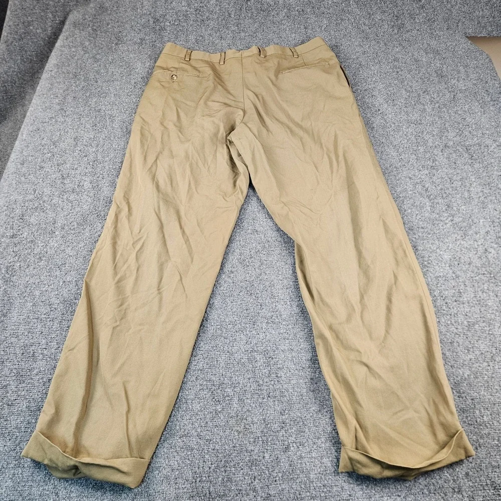 Jos. A. Bank Executive Collection Pleated Khaki Dress Pants Tan Cuffed Mens 38